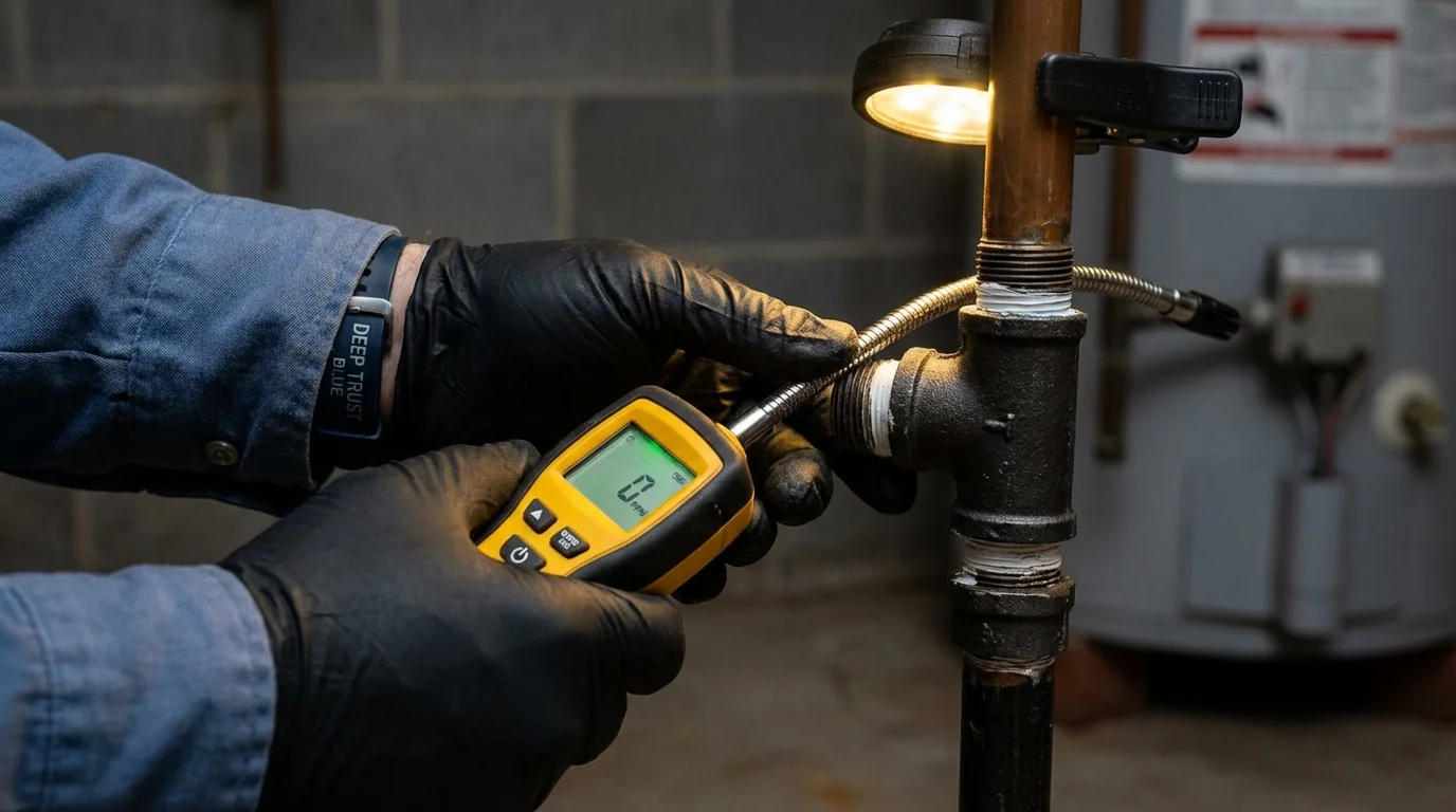 Gas leak detection with electronic sniffer by Johns Plumbing LLC in Waldron