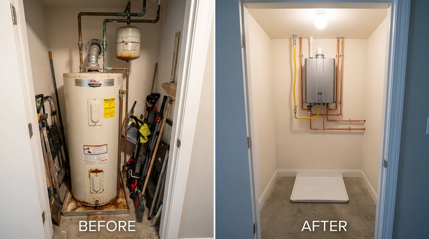 Tank water heater versus wall-mounted tankless unit comparison for Waldron, AR homeowners